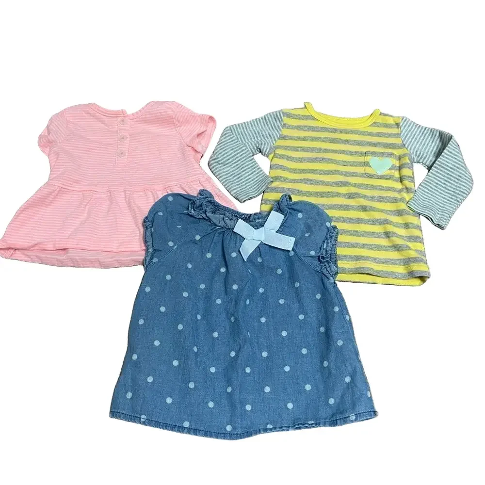 OshKosh and Carter’s Baby Girl Patterned Summer Shirt Set - 3 shirts 3-6 months